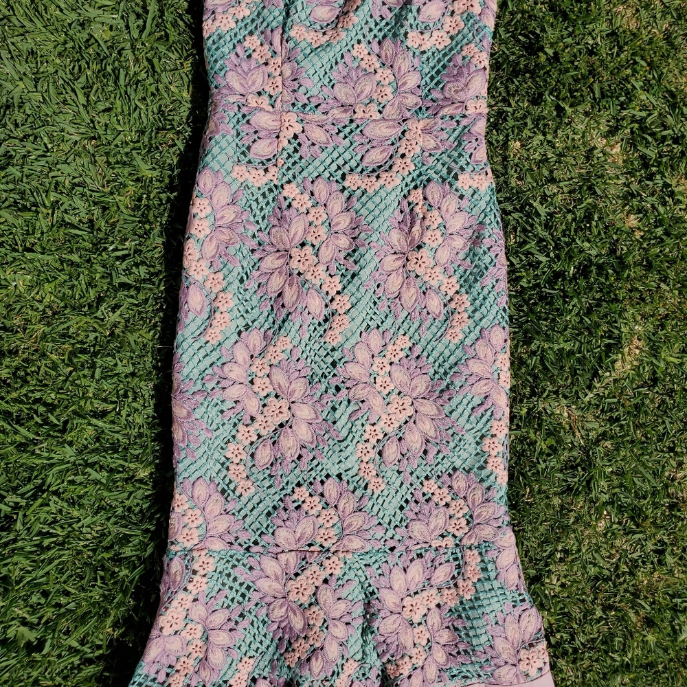 Foxiedox Jasmine Strapless Lace Midi Dress